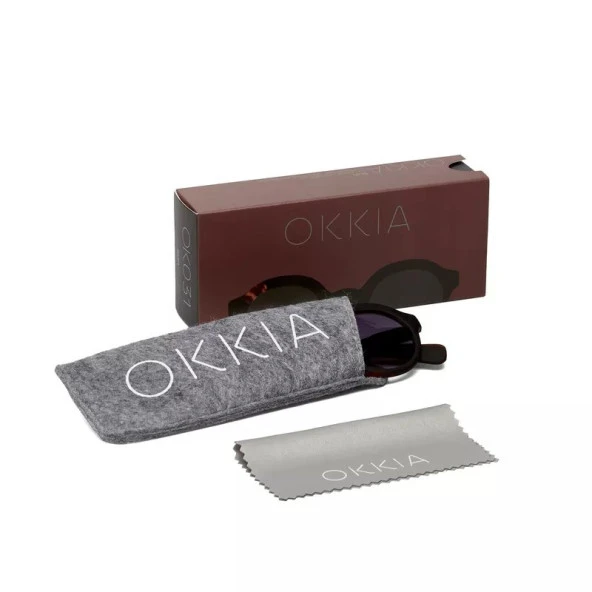 Okkia Lauro Unisex Yuvarlak Siyah Havana Güneş Gözlüğü Siyah Gradyan - 7