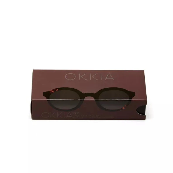 Okkia Lauro Unisex Yuvarlak Siyah Havana Güneş Gözlüğü Siyah Gradyan - 8