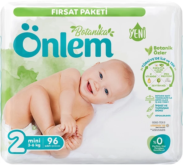 Önlem Bebek Bezi Botanika Beden:2 (3-6KG) Mini 96 Adet Fırsat Pk ürün görseli