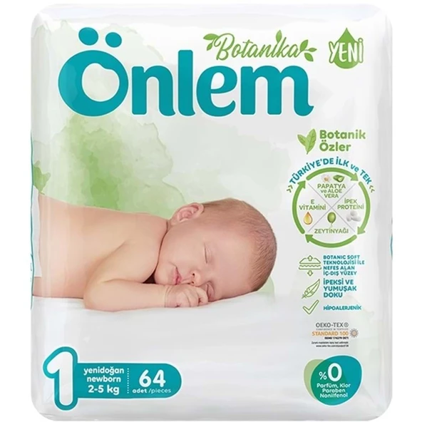 Önlem Bebek Bezi Botanika Beden:1 (2-5Kg) Yenidoğan 64 Adet Ekonomik Pk ürün görseli