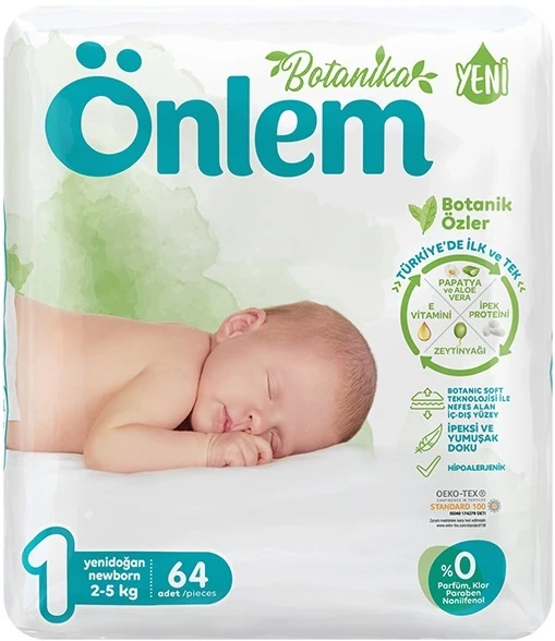Önlem Bebek Bezi Botanika Beden:1 (2-5Kg) Yenidoğan 64 Adet Ekonomik Pk