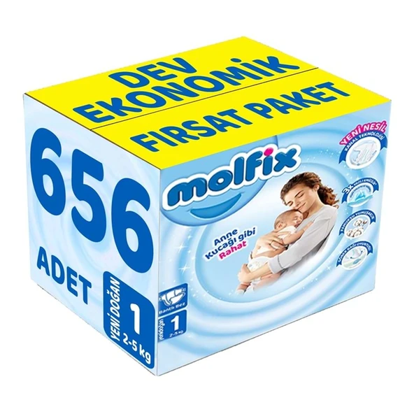 Molfix Bebek Bezi Beden:1 (2-5Kg) Yeni Doğan 656 Adet Dev Ekonomik Fırsat Pk ürün görseli