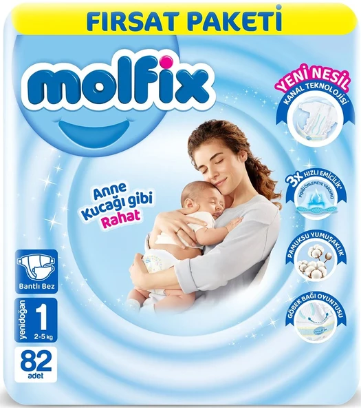 Molfix Bebek Bezi Beden:1 (2-5Kg) Yeni Doğan 82 Adet Fırsat Pk ürün görseli