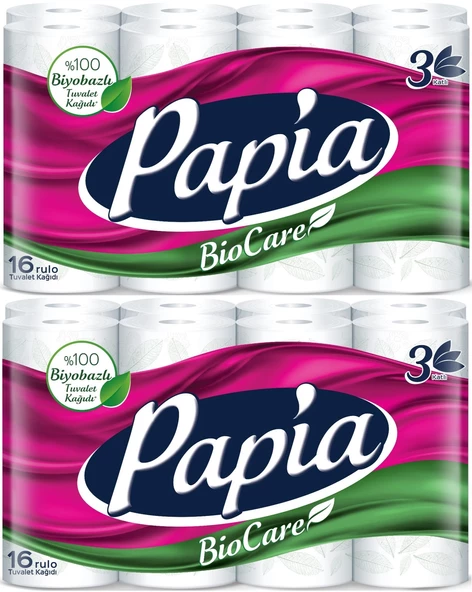 Papia Tuvalet Kağıdı (3 Katlı) 32 Li Pk Bio Care (2PK*16)