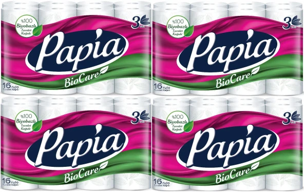 Papia Tuvalet Kağıdı (3 Katlı) 64 Lü Pk Bio Care (4PK*16)