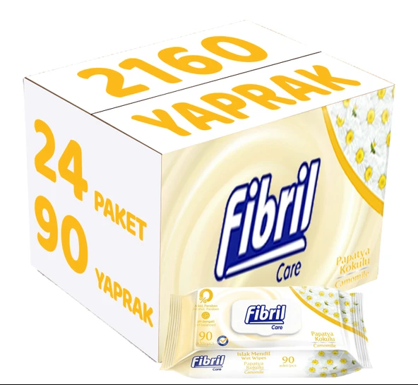 Fibril Islak Havlu Mendil 90 Yaprak Papatya Plastik Kapaklı (24 Lü Set) 2160 Yaprak