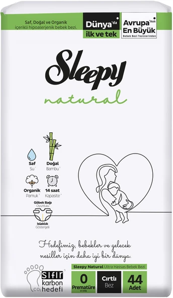 Sleepy Bebek Bezi Natural Beden:0 (0-3KG) Prematüre 44 Adet Fırsat Pk