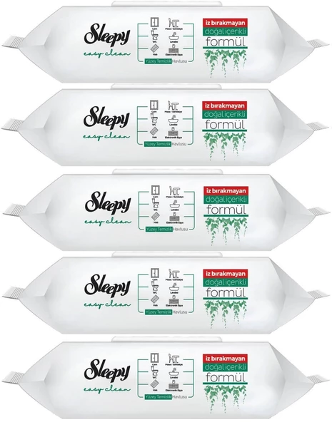 Sleepy Easy Clean Yüzey Temizlik Havlusu 100 Yaprak Plastik Kapaklı (5 Li Set) 500 Yaprak