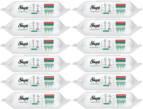 Sleepy Easy Clean Yüzey Temizlik Havlusu 100 Yaprak Plastik Kapaklı (12 Li Set) 1200 Yaprak