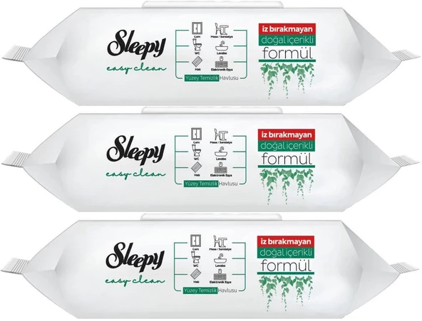 Sleepy Easy Clean Yüzey Temizlik Havlusu 100 Yaprak Plastik Kapaklı (3 Lü Set) 300 Yaprak