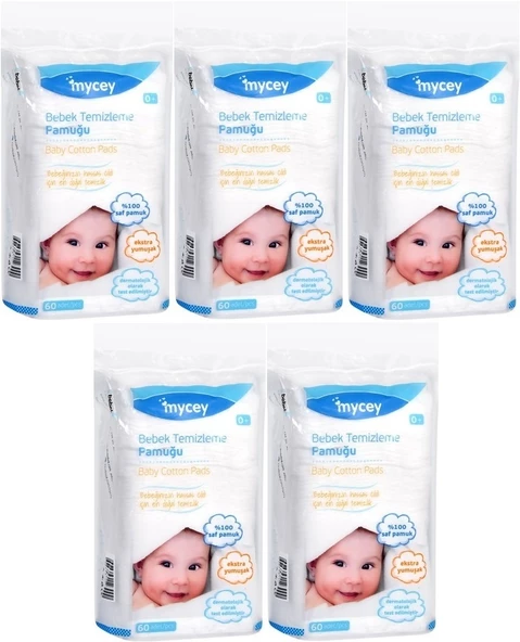 Mycey Bebek Temizleme Pamuğu 300 Adet (5PK*60)