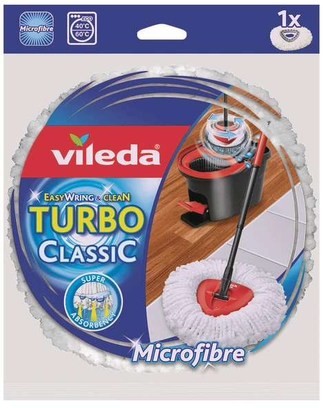 Vileda Turbo Pedallı Temizlik Seti (Komple Set)+Vileda Turbo Yedek Mop Paspas Ucu (%100 Mikrofiber) - Resim 3