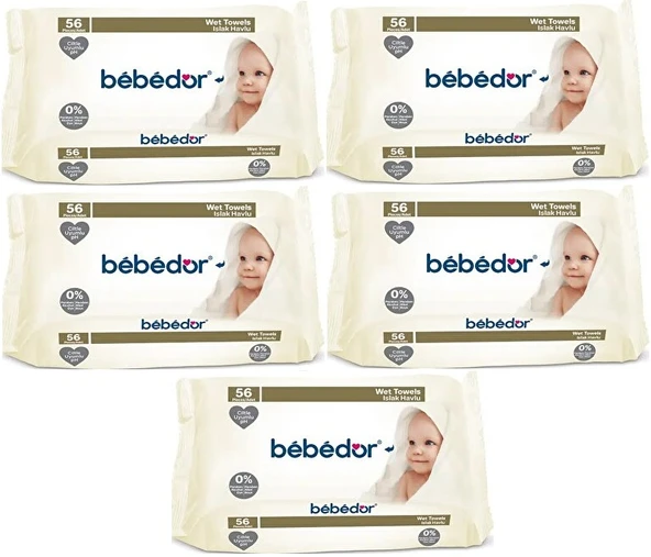 Bebedor Islak Havlu Mendil Klasik 56 Yaprak 5 Li Set (280 Yaprak)