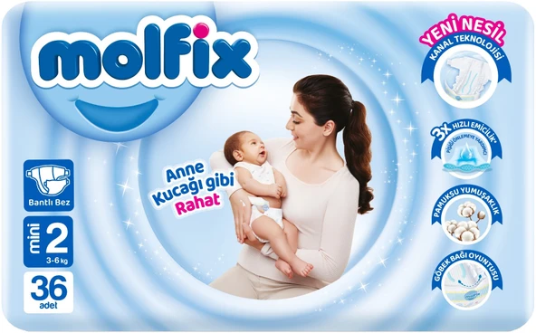 Molfix Bebek Bezi Beden:2 (3-6Kg) Mini 36 Adet Jumbo Pk - Resim 2