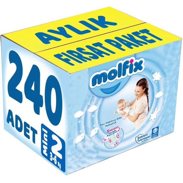 Molfix Bebek Bezi Beden:2 (3-6Kg) Mini 240 Adet Aylık Fırsat Pk ürün görseli