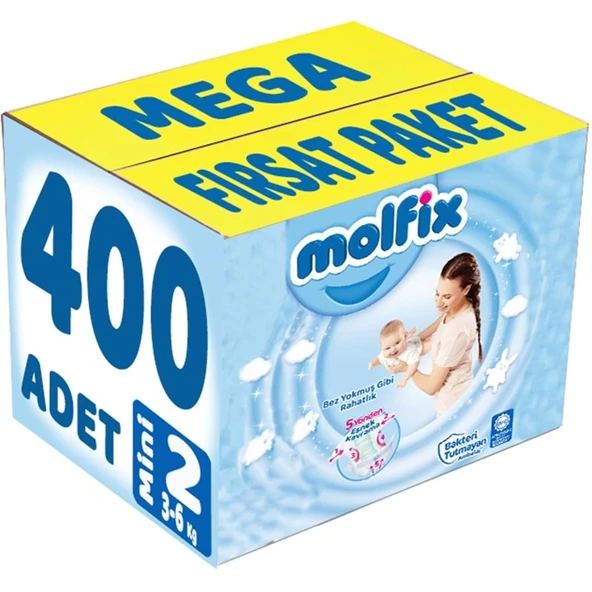 Molfix Bebek Bezi Beden:2 (3-6Kg) Mini 400 Adet Mega Fırsat Pk ürün görseli