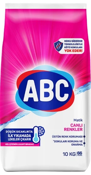 Abc Matik Toz Çamaşır Deterjanı 10KG Canlı Renkler (66 Yıkama)