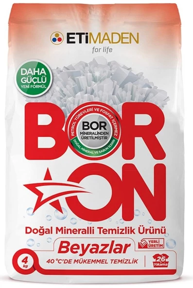 Boron Matik Toz Çamaşır Deterjanı 4kg Doğal Mineralli (Beyazlar İçin)