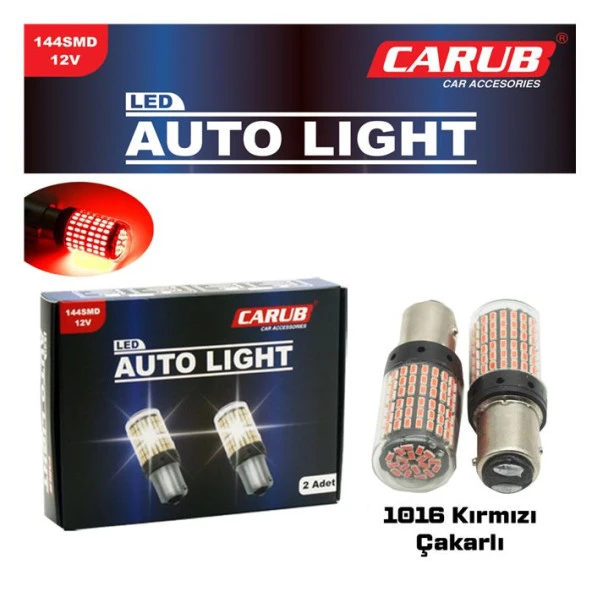 CARUB 12V 1016 144 Ledli ÇİFT DUY KIRMIZI ÇAKAR Ampul