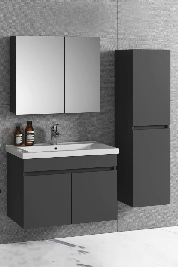 Alfa Banyo Viola-Antasit (65+35) 100 cm MDF Boy Dolaplı Lavabolu Banyo dolabı takımı - 1
