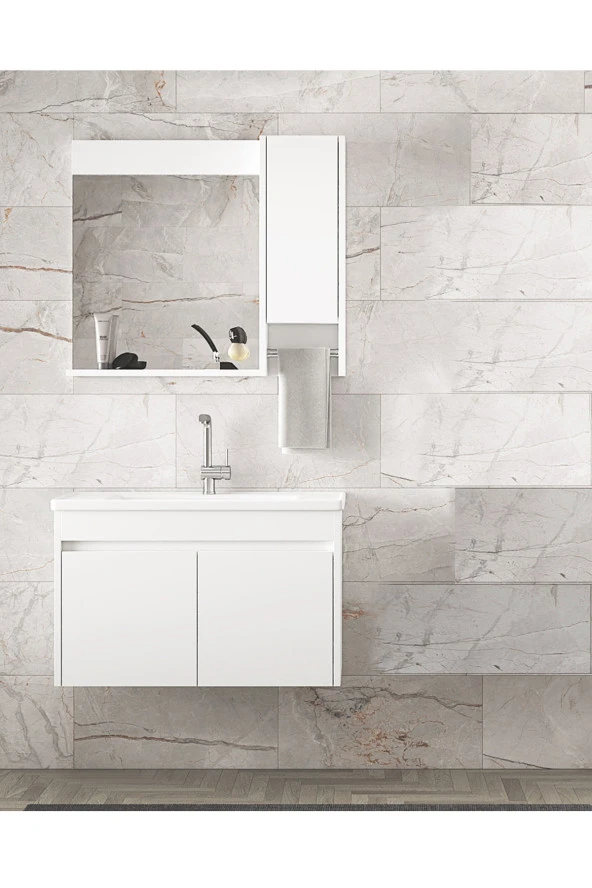 Alfa Banyo Estella OA-Beyaz-65 cm Mdf-Lavabolu Banyo Dolabı Takımı-HAZIR KURULU - 3