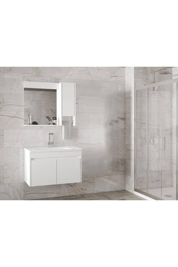 Alfa Banyo Estella OA-Beyaz-65 cm Mdf-Lavabolu Banyo Dolabı Takımı-HAZIR KURULU - 4