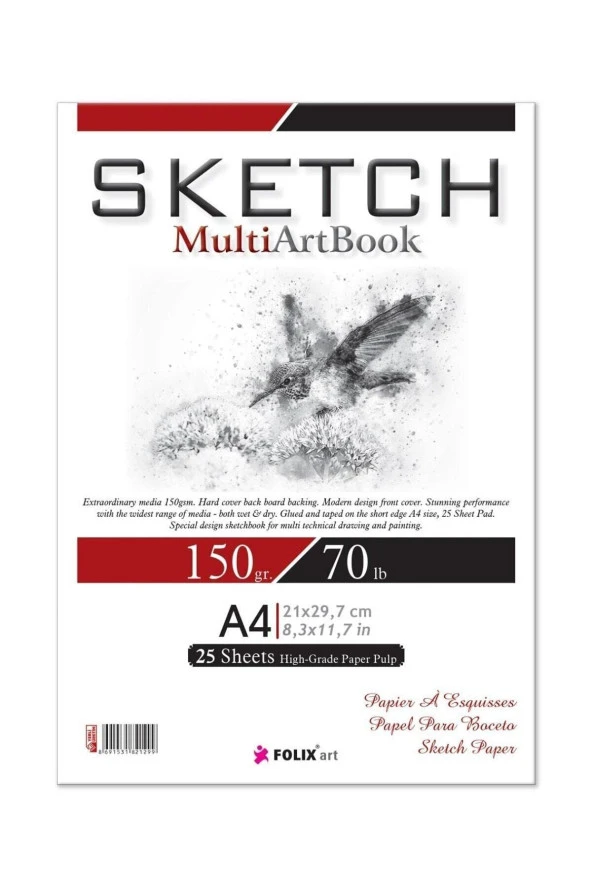 Sketchbook Zigana A4 Tutkallı 150 gr. Beyaz 25 Yaprak