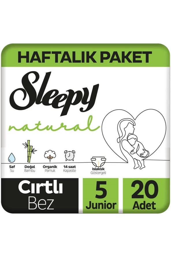 Sleepy Natural Haftalık Paket Bebek Bezi 5 Numara Junior 20 Adet