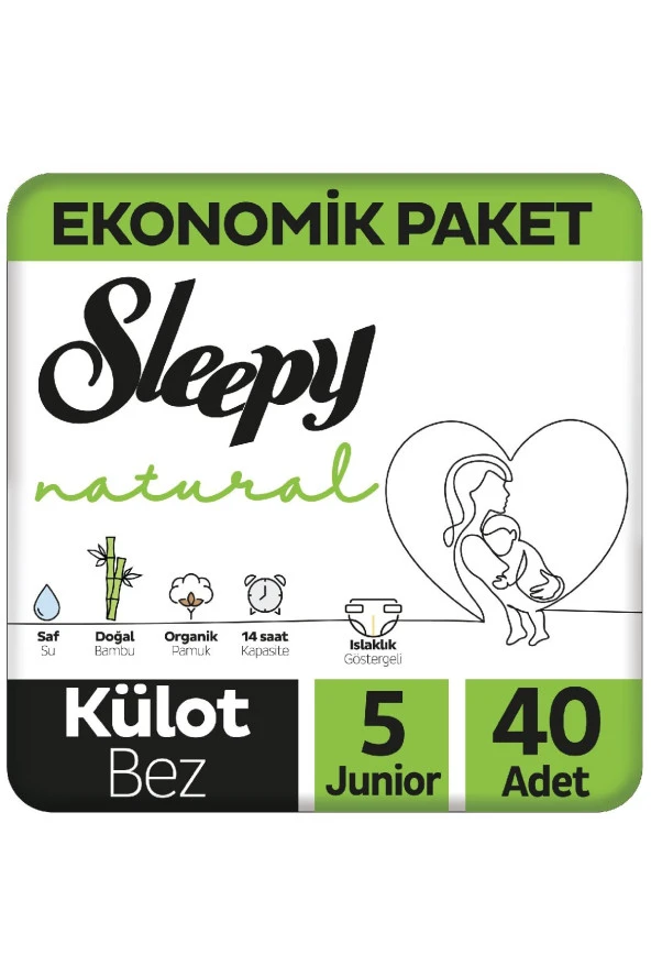 Sleepy Natural 2 Li Jumbo Külot Bebek Bezi Junior 5 Numara 40 Adet 11-18 Kg
