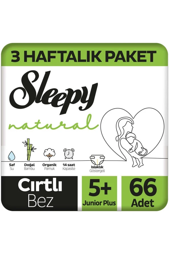 Sleepy Natural 3 Haftalık Paket Bebek Bezi 5+ Numara Junior Plus 66 Adet