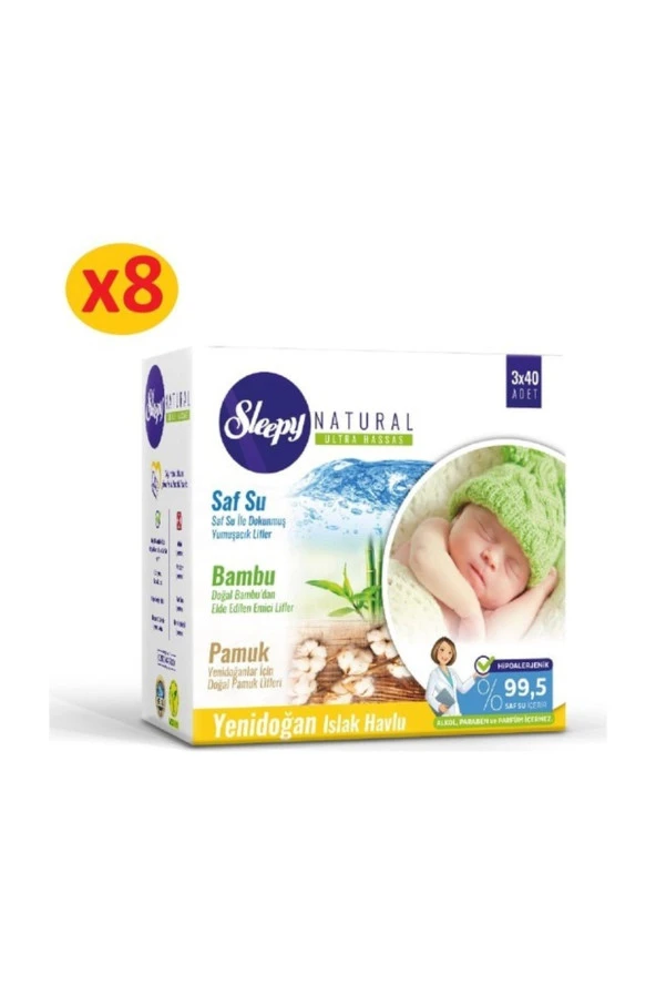 Sleepy Yenidoğan Islak Havlu 40'lı 24 Paket 960 Yaprak