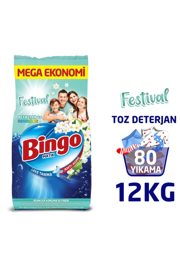 Bingo Matik Festival 12 Kg Renkliler Ve Beyazlar Toz Çamaşır Deterjanı