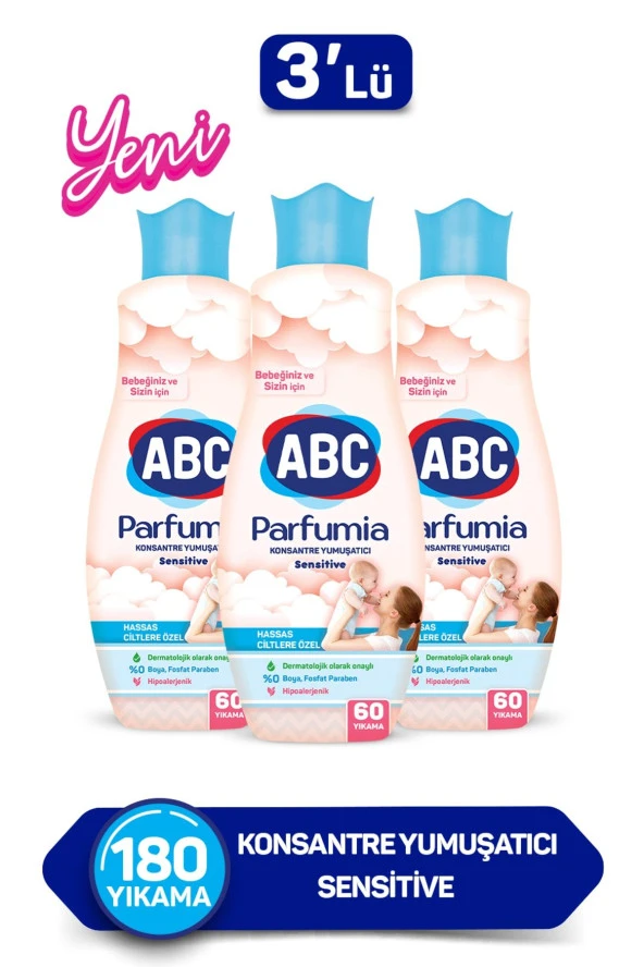 ABC Konsantre Yumuşatıcı Parfumıa Sensıtıve 1440 ml 3 Adet