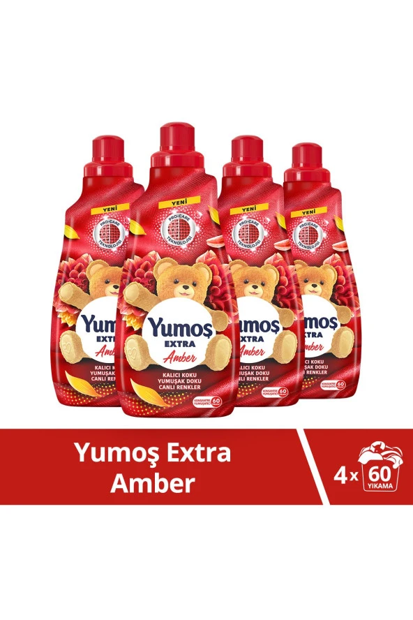 Yumoş Extra Konsantre Çamaşır Yumuşatıcısı Amber 1440 ml 60 Yıkama 4adet