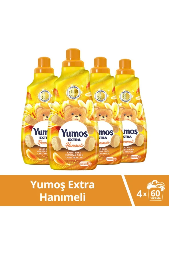 Yumoş Extra Konsantre Çamaşır Yumuşatıcısı Hanımeli 1440 ml 60 Yıkama 4 Adet