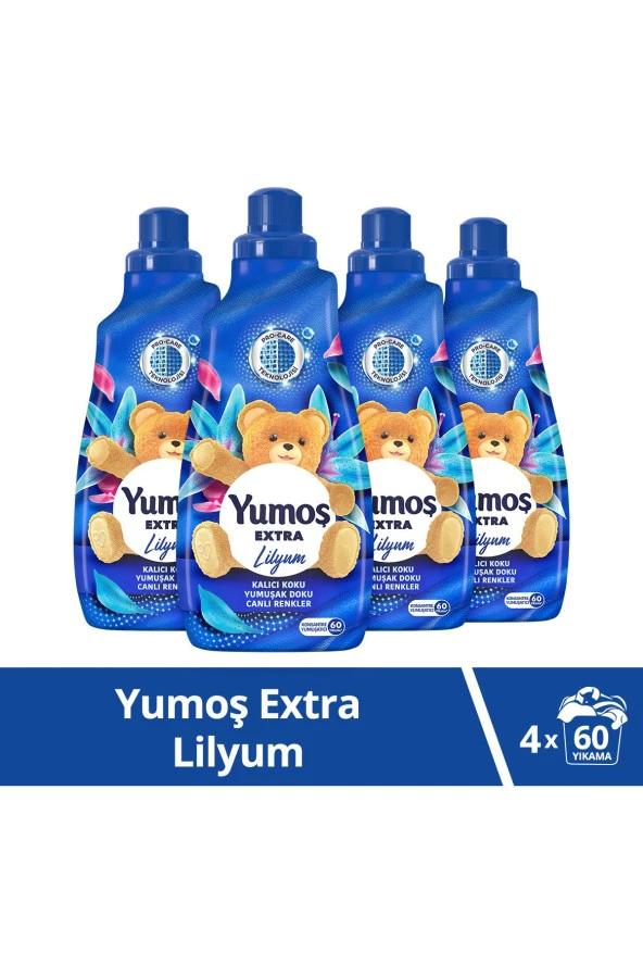 Yumoş Extra Konsantre Çamaşır Yumuşatıcısı Lilyum 1440 ml 60 Yıkama 4 Adet