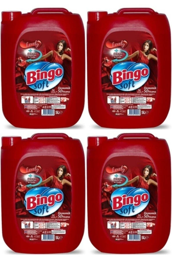 Bingo Soft Sıvı Çamaşır Yumuşatıcı Lovely 5 lt 4 Adet