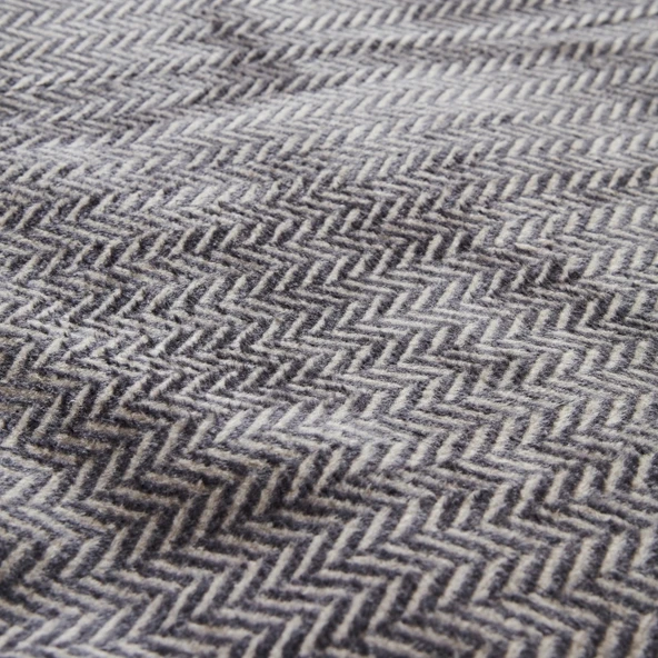 Karaca Home Sandra Çift Kişilik Balık Sırtı Desenli Pamuk Battaniye Gri - Resim 5