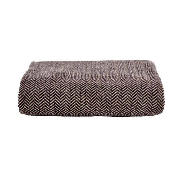 Karaca Home Sandra Çift Kişilik Balık Sırtı Desenli Pamuk Battaniye Gri - Resim 8