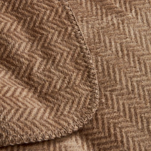 Karaca Home Sandra Çift Kişilik Balık Sırtı Desenli Pamuk Battaniye Bej - 6