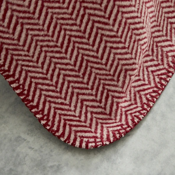 Karaca Home Sandra Çift Kişilik Balık Sırtı Desenli Pamuk Battaniye Bordo - Resim 4