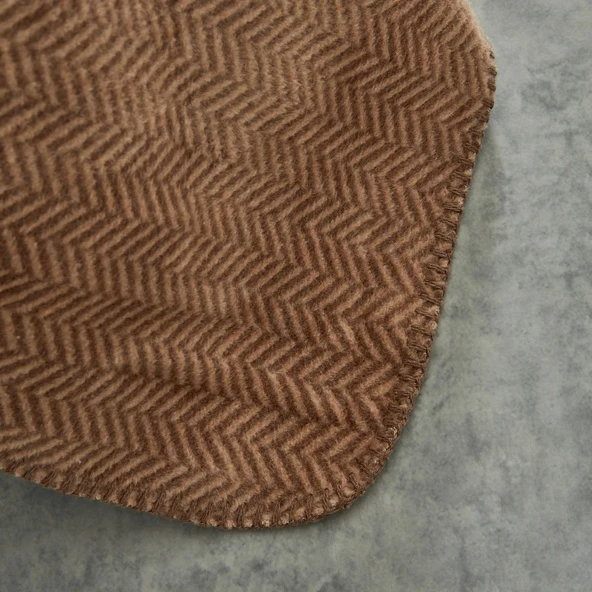 Karaca Home Sandra Çift Kişilik Balık Sırtı Desenli Pamuk Battaniye Bej - 2