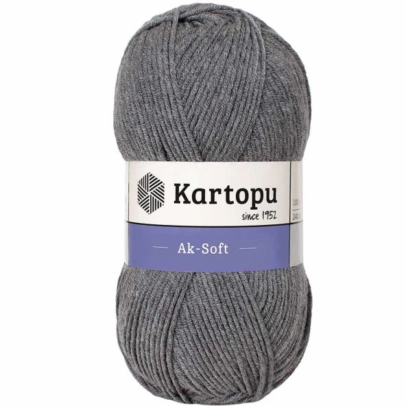 Kartopu Ak-soft El Örgü İpi 1002 Koyu Gri
