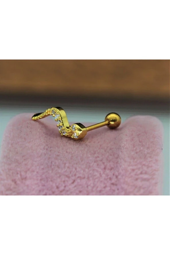 Paslanmaz Kararmaz Cerrahi Çelik Yılan Tragus, Kıkırdak, Helix 8mm Piercing (İKİ TARAFLI AÇILABİLİR) - 7