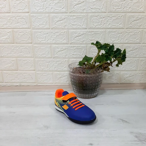 MPone 1368 Mavi-Turuncu Erkek Çocuk Halısaha Futbol Ayakkabı - 4