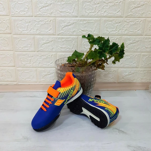 MPone 1368 Mavi-Turuncu Erkek Çocuk Halısaha Futbol Ayakkabı - 3
