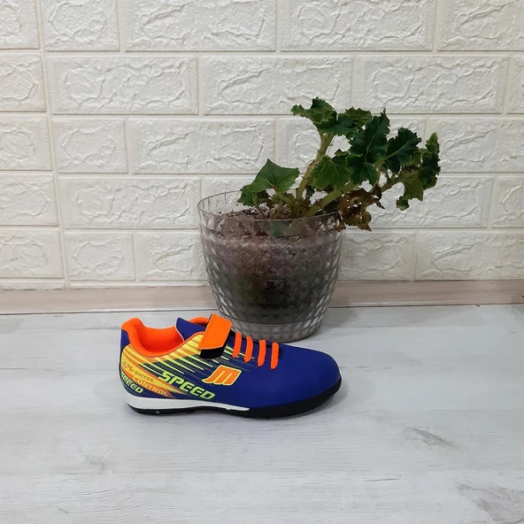MPone 1368 Mavi-Turuncu Erkek Çocuk Halısaha Futbol Ayakkabı - 5