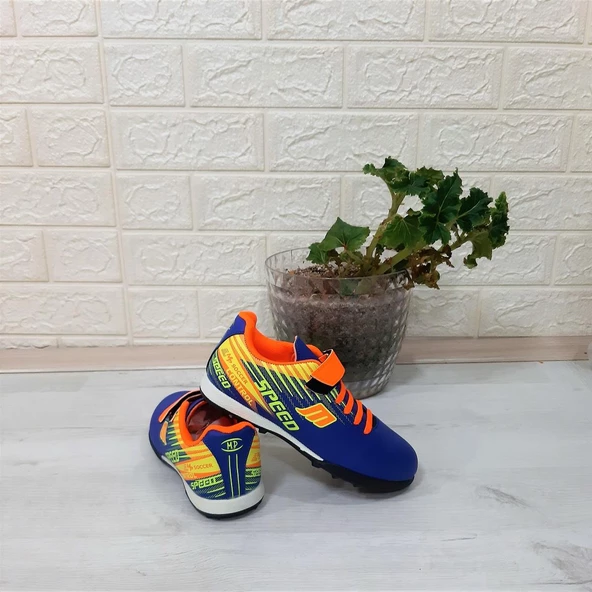 MPone 1368 Mavi-Turuncu Erkek Çocuk Halısaha Futbol Ayakkabı - 2