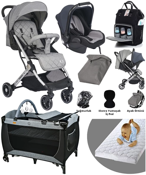 Yeni Doğan Full Set 9 In 1 Lorelli Fiorano Travel Sistem Kabin Bebek Arabası Baby Home 560 Park Yatak Oyun Parkı Beşik - 2
