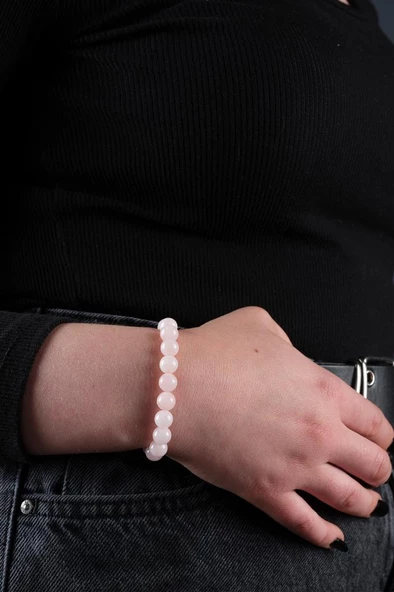 Sertifikalı Pembe Kuvars Özgüven Ve Sevgi Doğaltaş Bileklik Hediye Bileklik - 3